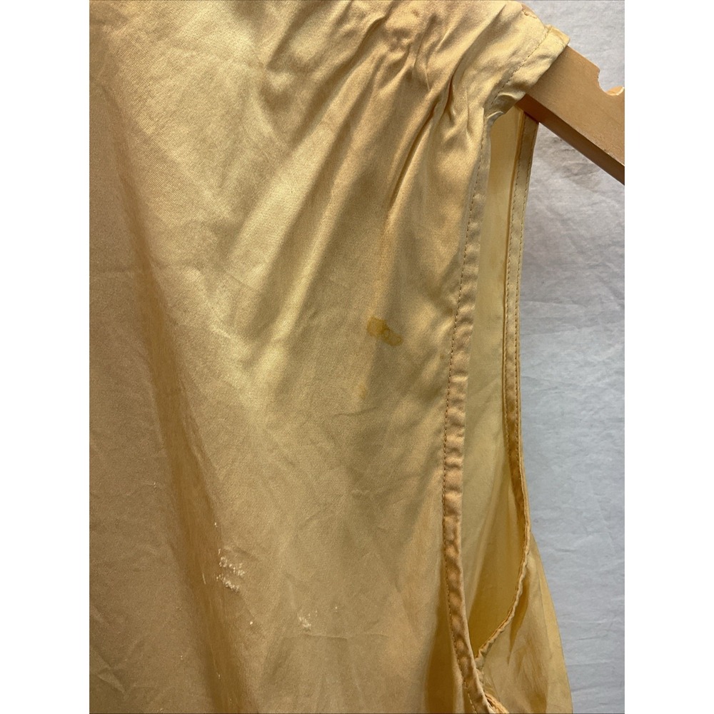 VTG Victorias Secret Yellow Silk Pajama Set MD sleeveless embroidered / pants - Picture 4 of 14